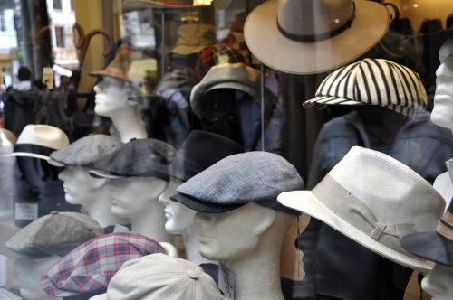 hat shop window shopping