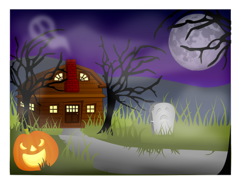 haunted house landscape spooky