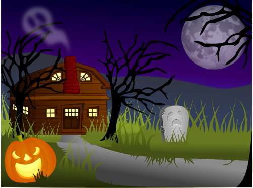 haunted house landscape spooky
