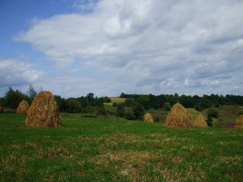 haystacks rural countryside