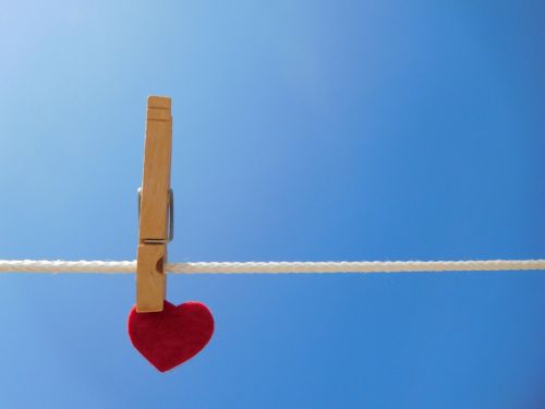 heart clothespin clothesline