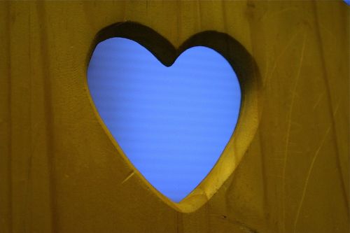 heart blue wood
