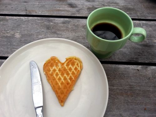 heart waffle breakfast