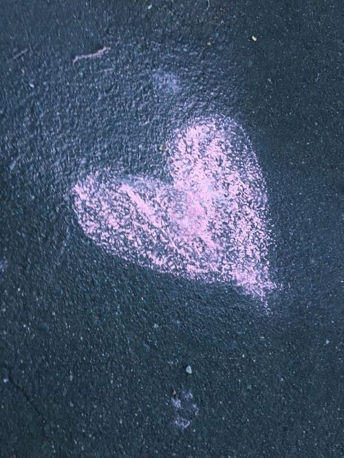 heart chalk drawing street art