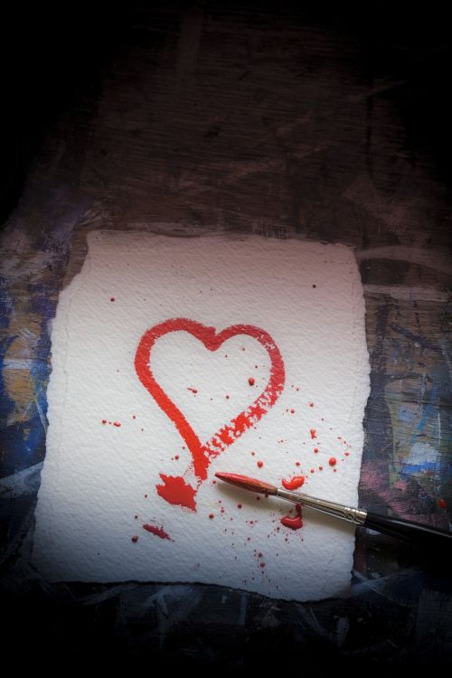 heart paper brush