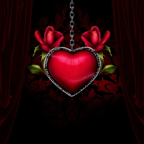 heart  roses  gothic