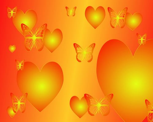 Heart And Butterfly Background