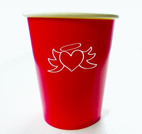 Heart With Wings On Red Cup