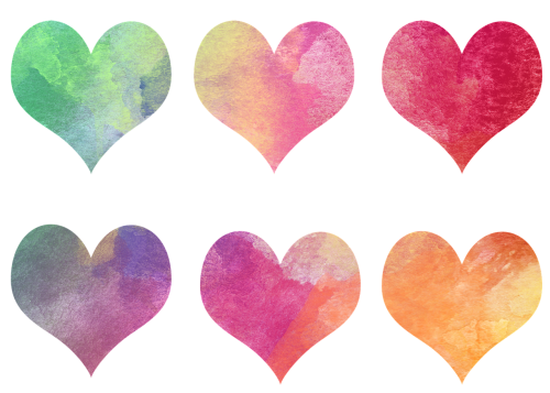hearts colorful watercolor