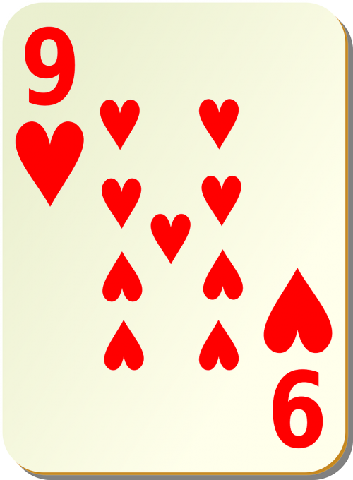 hearts playing cards nine
