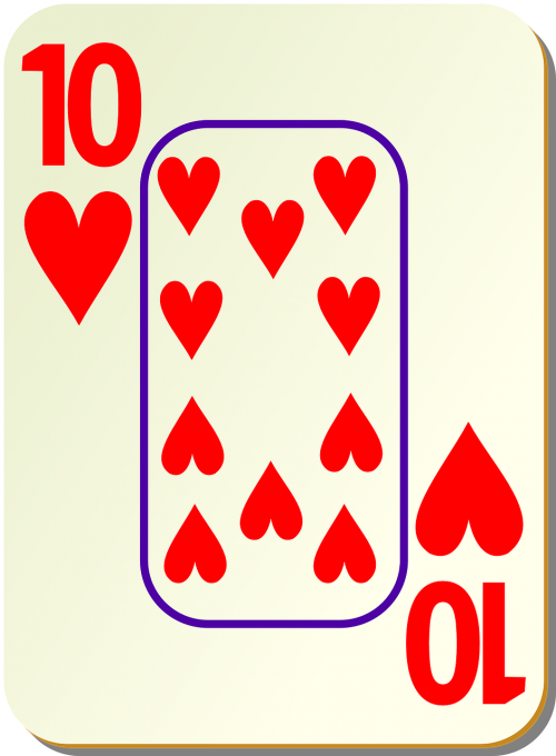 hearts playing cards ten