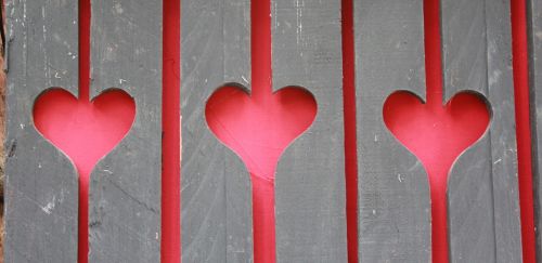 hearts in the fence wooden slats wood