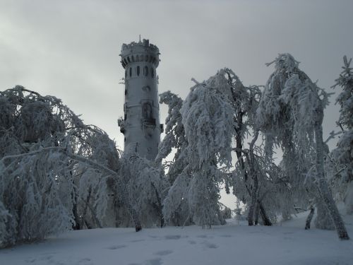 high snow mountain winter tower