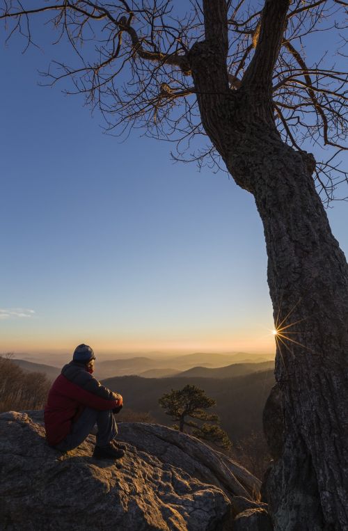 hiker sunrise adventure