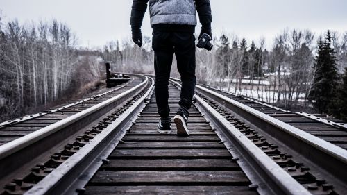 hiking walking railroad tracks