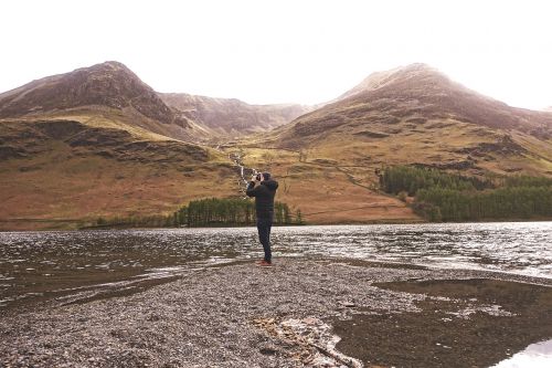 hills landscape man