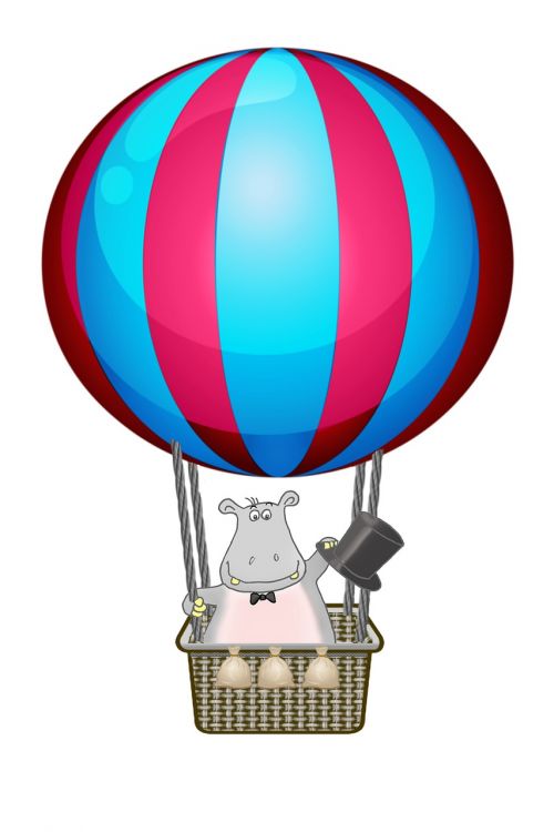 hippo hot air balloon clipart