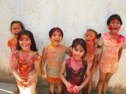 holi india children