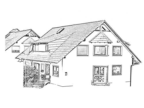 home drawing single family home
