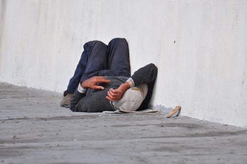 homeless man concrete