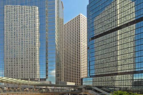 hong kong skyscrapers mirroring