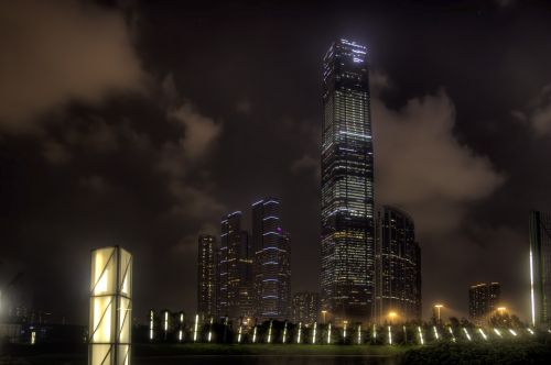 hong kong skyscrapers night