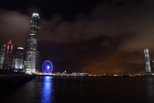 hong kong harbour night view architecture