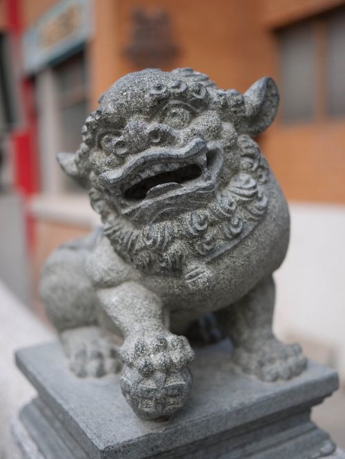 hong kong s a r stone statues guardian dogs