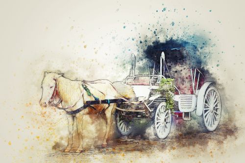 horse carriage ride art