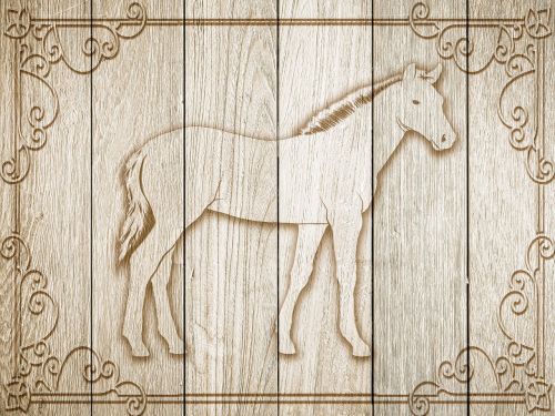 horse on wood frame