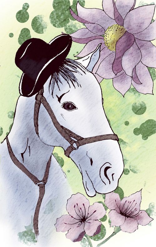 horse flowers hat