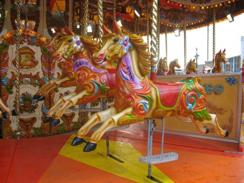 horses wooden carousel