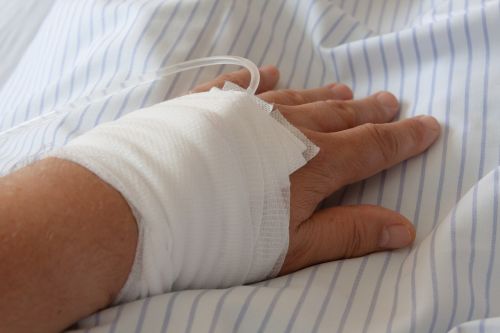 hospital infusion hand
