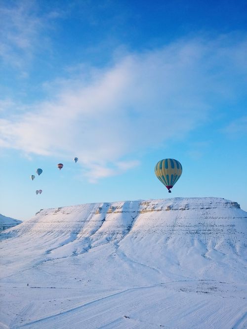 hot air balloon turkey snow