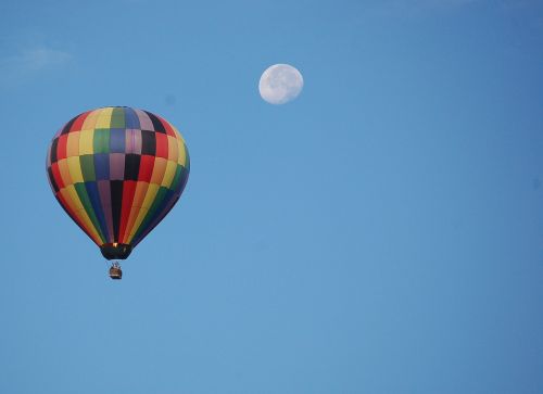 hot air balloon moon sky