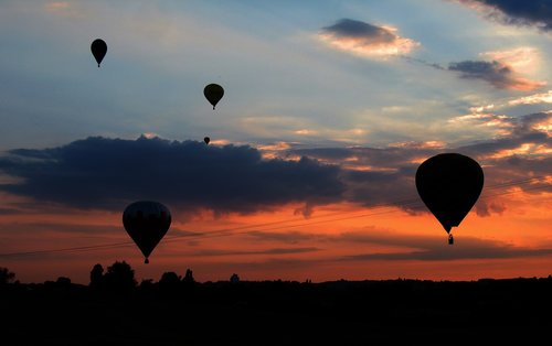 hot air balloon  sunset  balloon