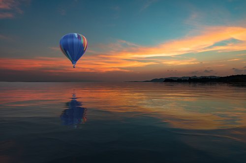 hot air balloon  reflection  balloon