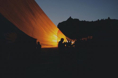 hot air balloon night evening