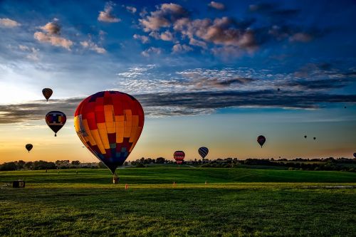 hot air balloons sky clouds