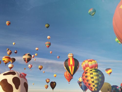 hot air balloons blue sky