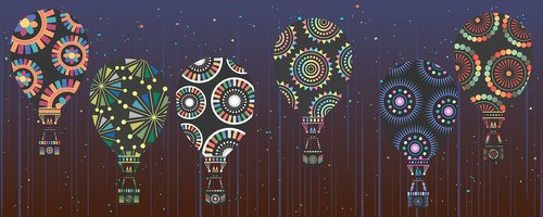 hot air balloons  stylized  colorful