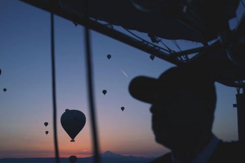 hot air balloons sunset dusk