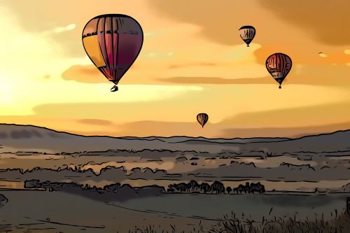 hot balloon sky sunset fly