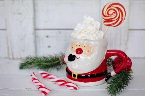 hot chocolate santa mug peppermints