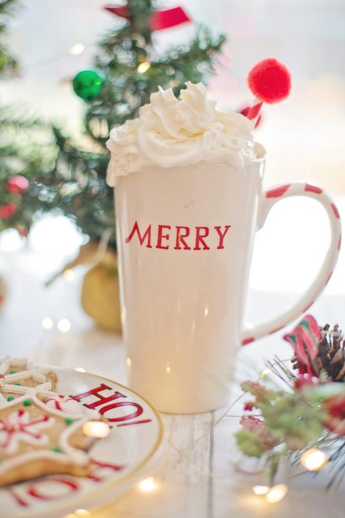 hot chocolate  whipped cream  merry