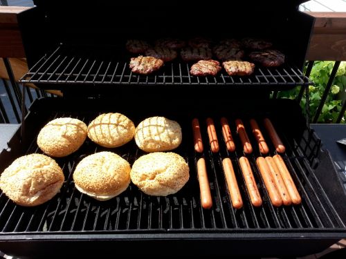 Hot Dog And Burgers On BBQ