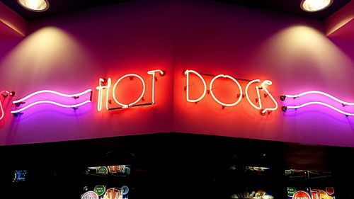 hot dogs shop sign