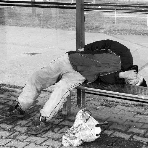 homeless man sleeping