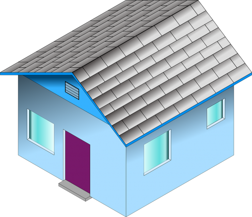 house blue building