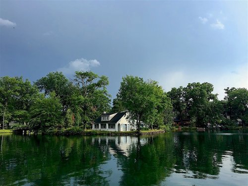 house  lake  trees